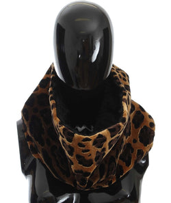 Leopard Print Black Lamb Fur Scarf