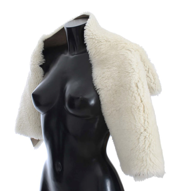 White Lambskin Fur Silk Scarf