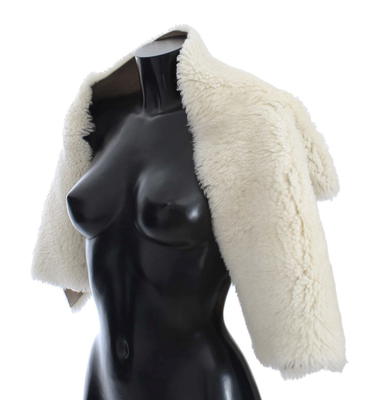 White Lambskin Fur Silk Scarf