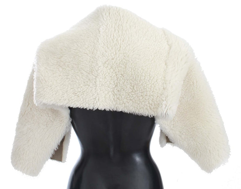 White Lambskin Fur Silk Scarf