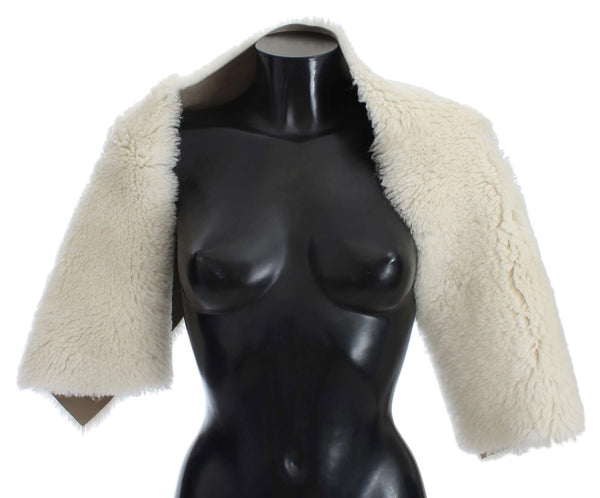 White Lambskin Fur Silk Scarf