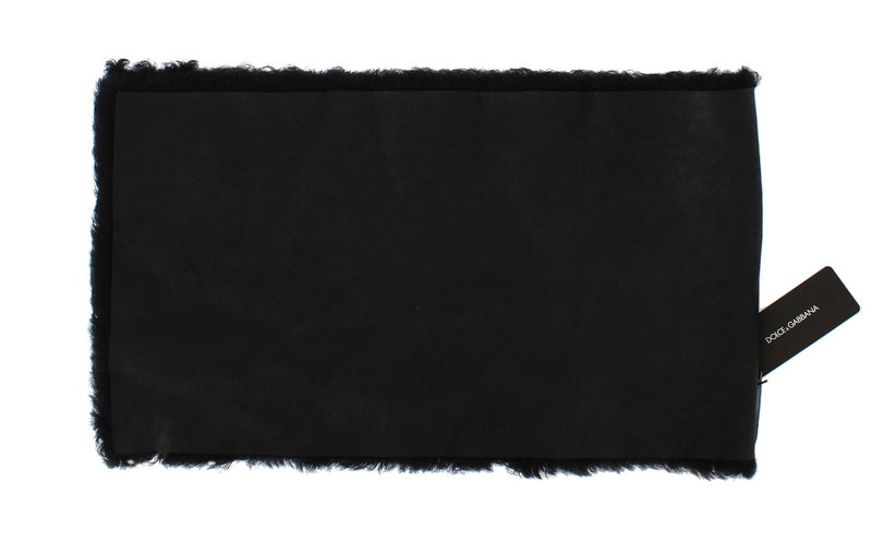 Black Lambskin Fur Silk Scarf