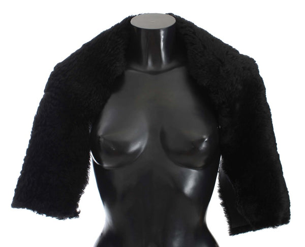 Black Lambskin Fur Silk Scarf