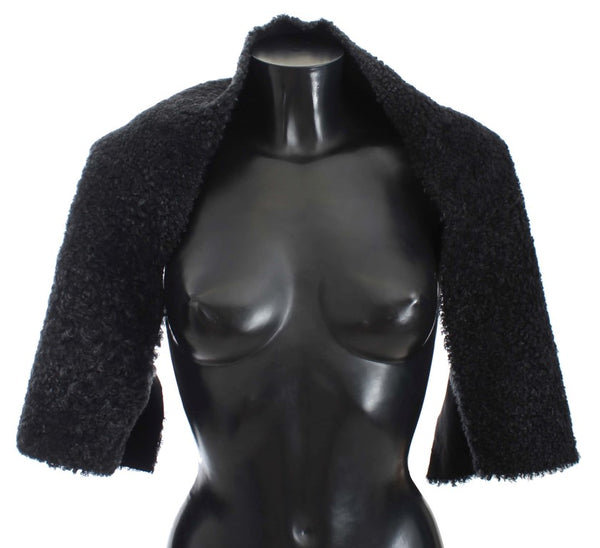 Black Lamb Shearling Silk Scarf