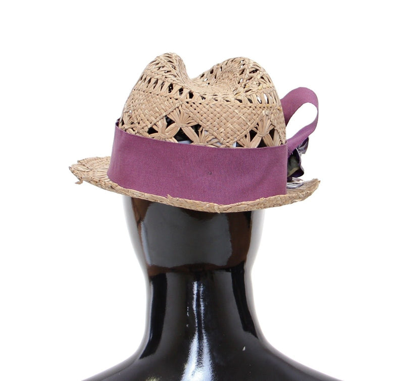 Beige Catwalk Floral Fedora Trilby Hat Capello