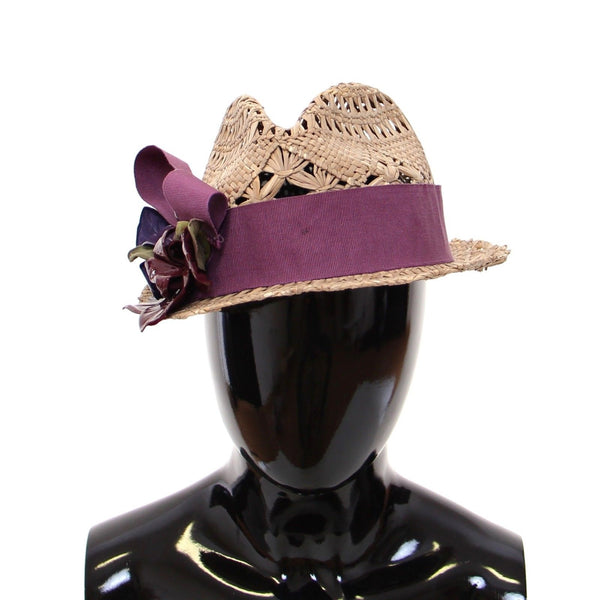 Beige Catwalk Floral Fedora Trilby Hat Capello