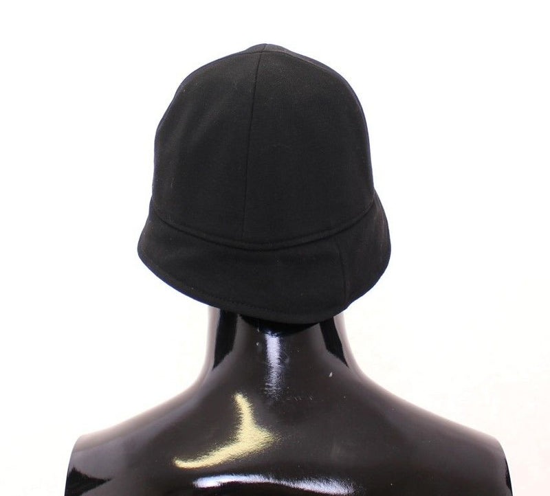 Black Wool Silk Logo Hat Cappelo