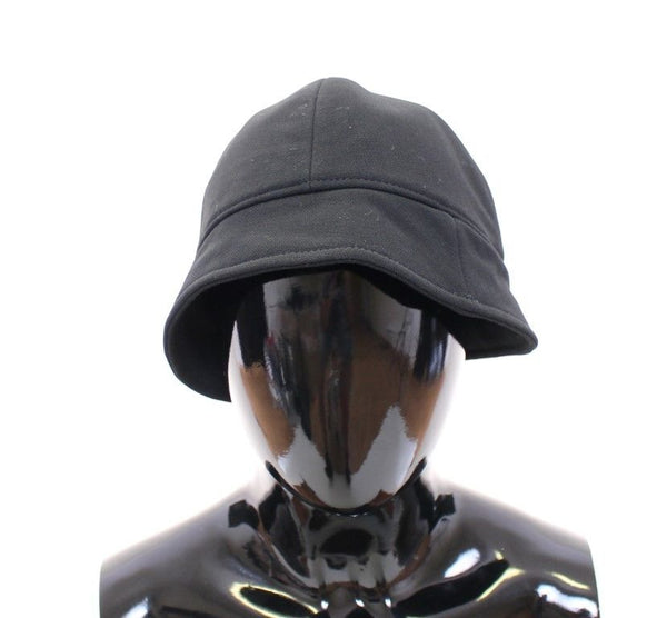 Black Wool Silk Logo Hat Cappelo