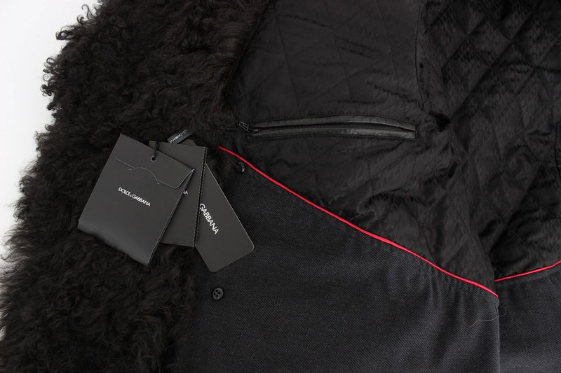 Black Lambskin Leather Jacket Trenchcoat