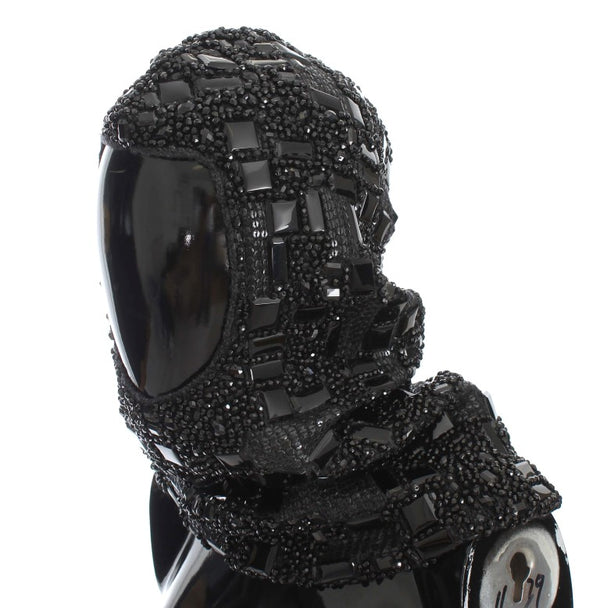 Black Crystal Glass Sequin Hood Scarf Hat