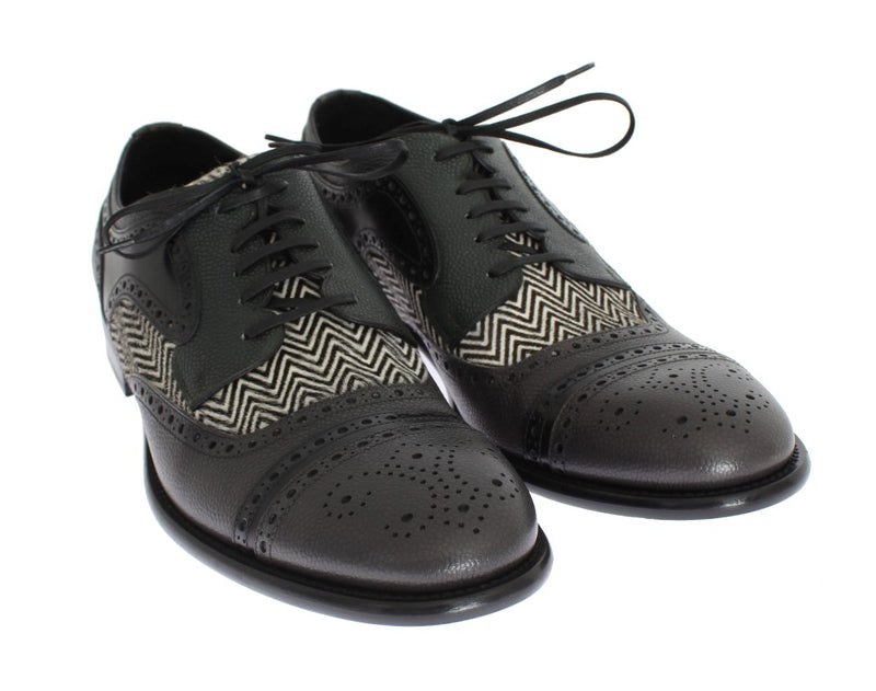 Gray Blue Leather Pony Oxford Shoes