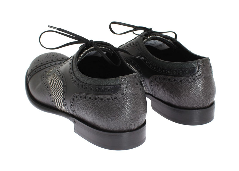 Gray Blue Leather Pony Oxford Shoes