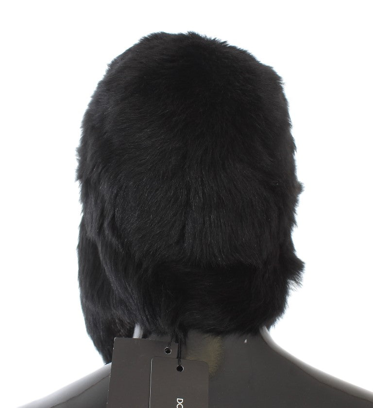 Black Lambskin Fur Ushanka Hat
