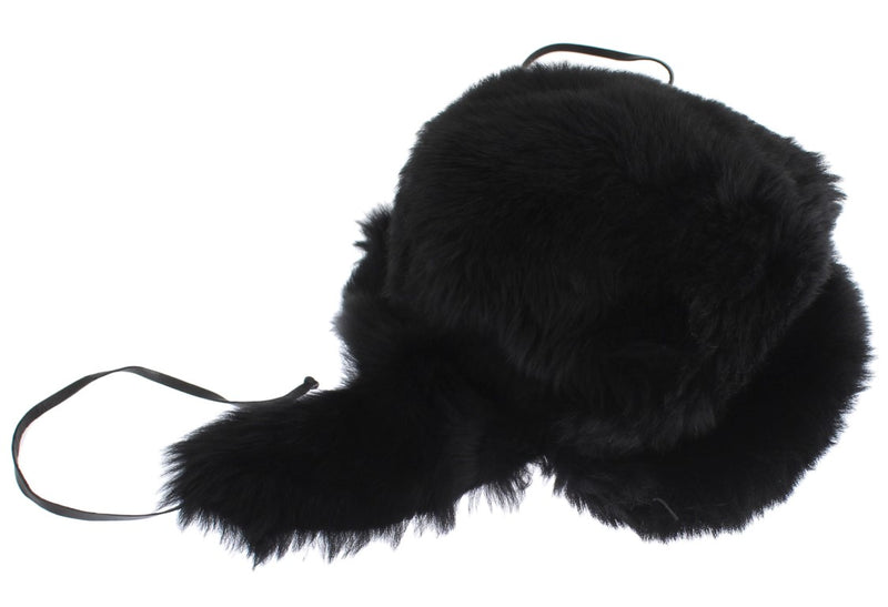 Black Lambskin Fur Ushanka Hat