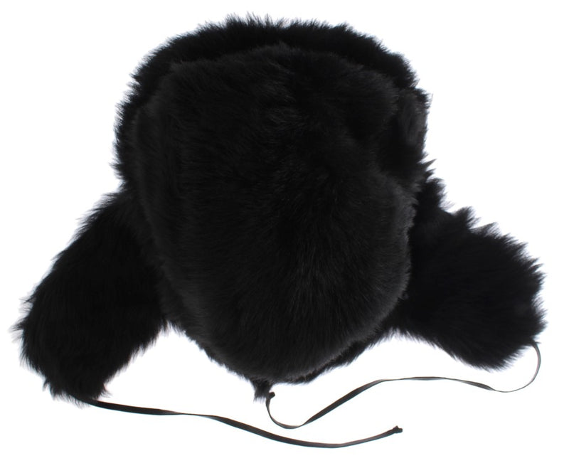 Black Lambskin Fur Ushanka Hat