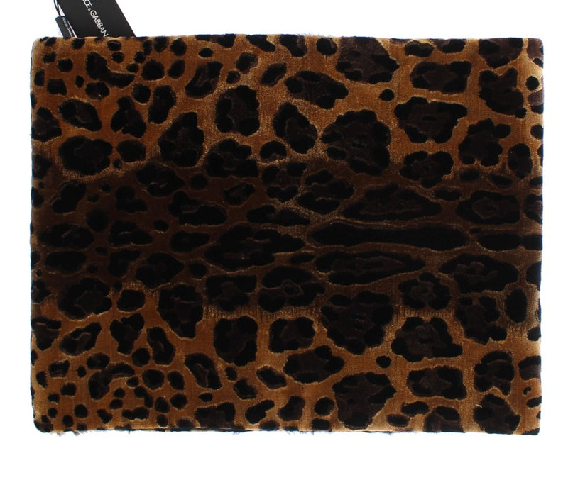 Black Fur Leopard Print Scarf