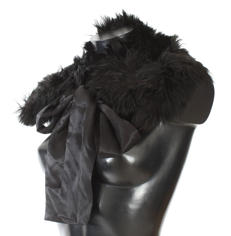 Black Alpaca Fur Shoulder Collar Scarf