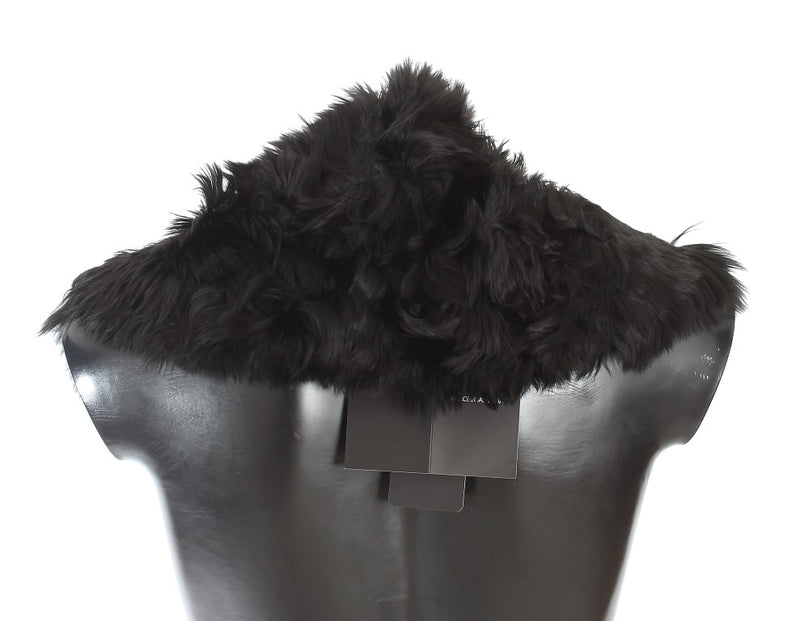 Black Alpaca Fur Shoulder Collar Scarf