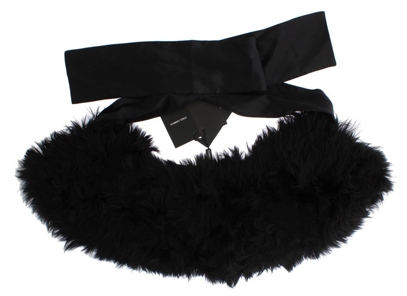 Black Alpaca Fur Shoulder Collar Scarf