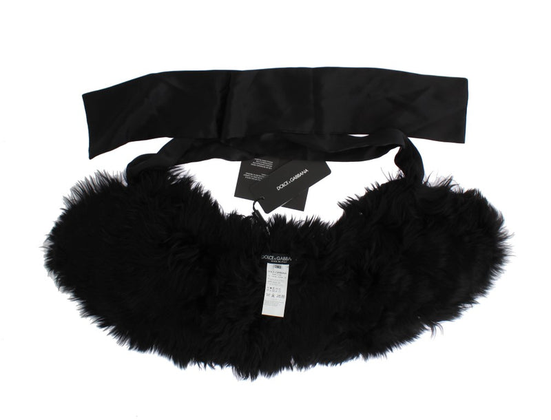 Black Alpaca Fur Shoulder Collar Scarf