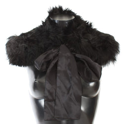 Black Alpaca Fur Shoulder Collar Scarf