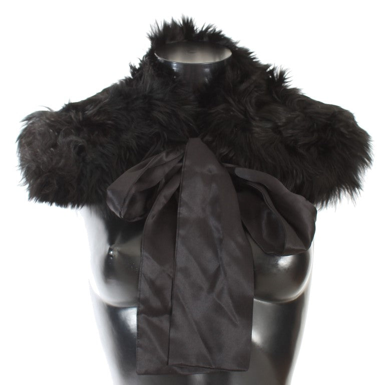 Black Alpaca Fur Shoulder Collar Scarf