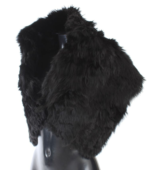Black Alpaca Fur Shoulder Collar Scarf