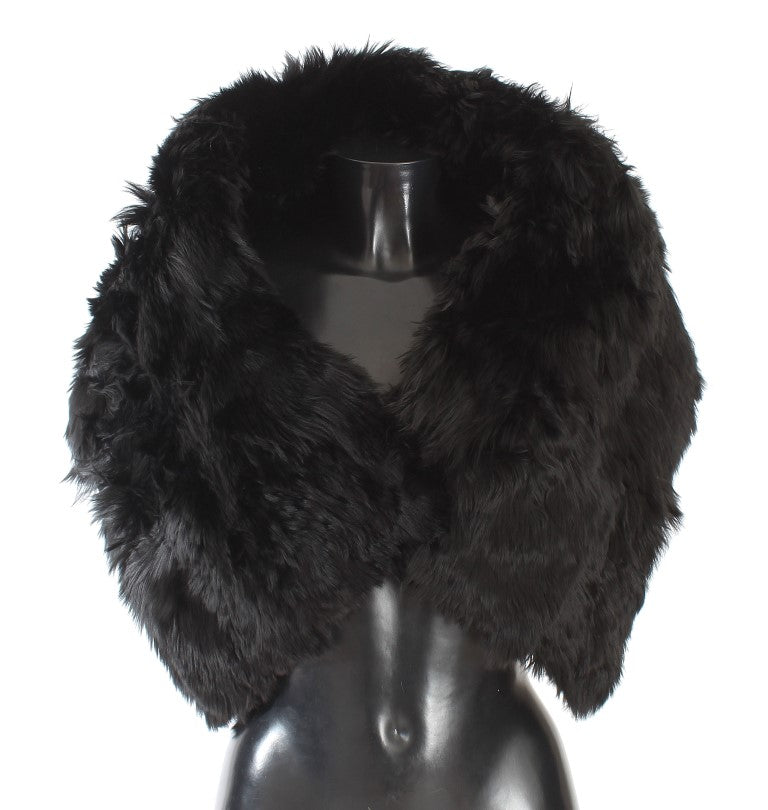 Black Alpaca Fur Shoulder Collar Scarf