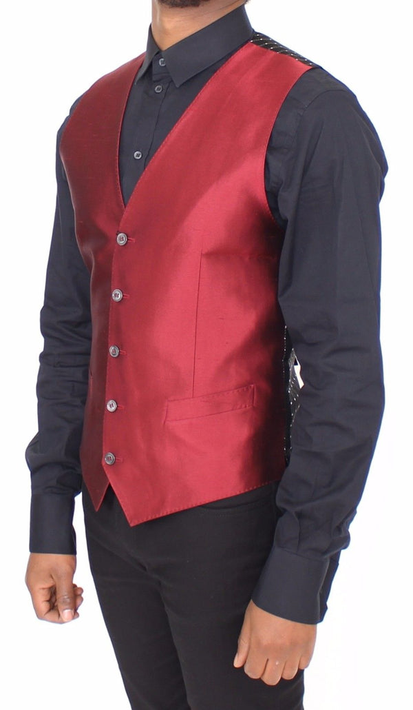 Red Silk Dress Vest Blazer Jacket