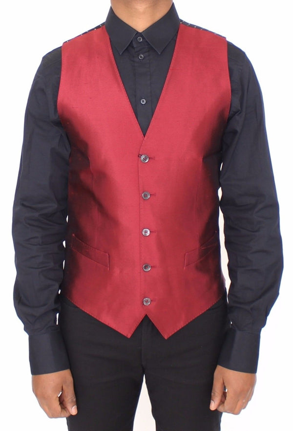 Red Silk Dress Vest Blazer Jacket