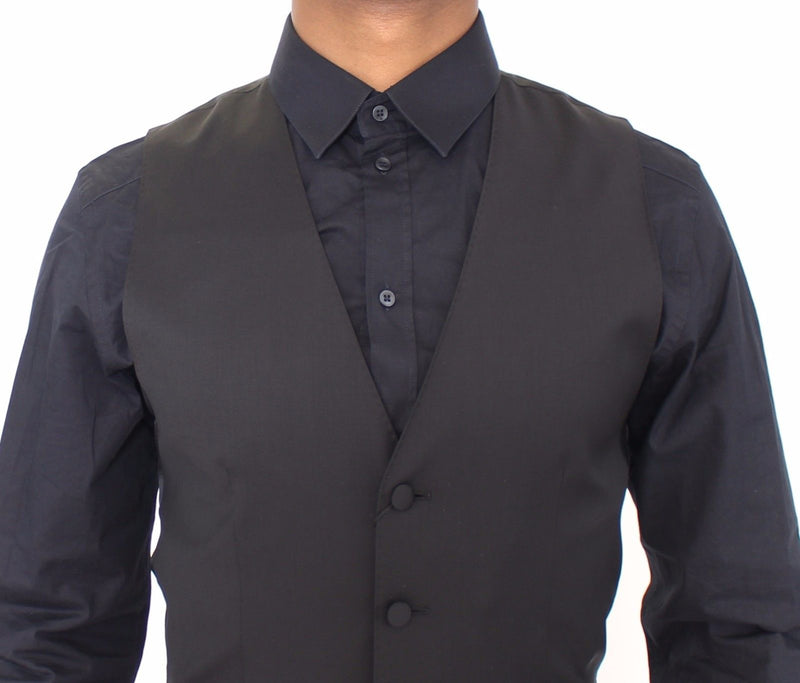 Black Wool Stretch Formal Dress Vest Gilet