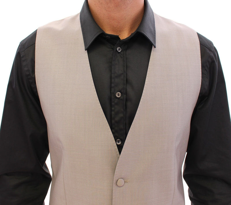 Gray Slim Fit Button Front Dress Formal Vest