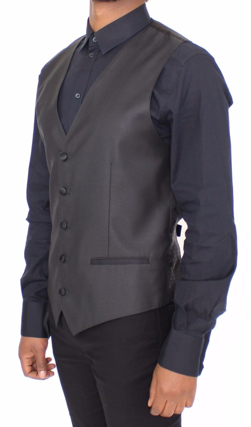 Black Silk Wool Dress Vest Blazer Jacket