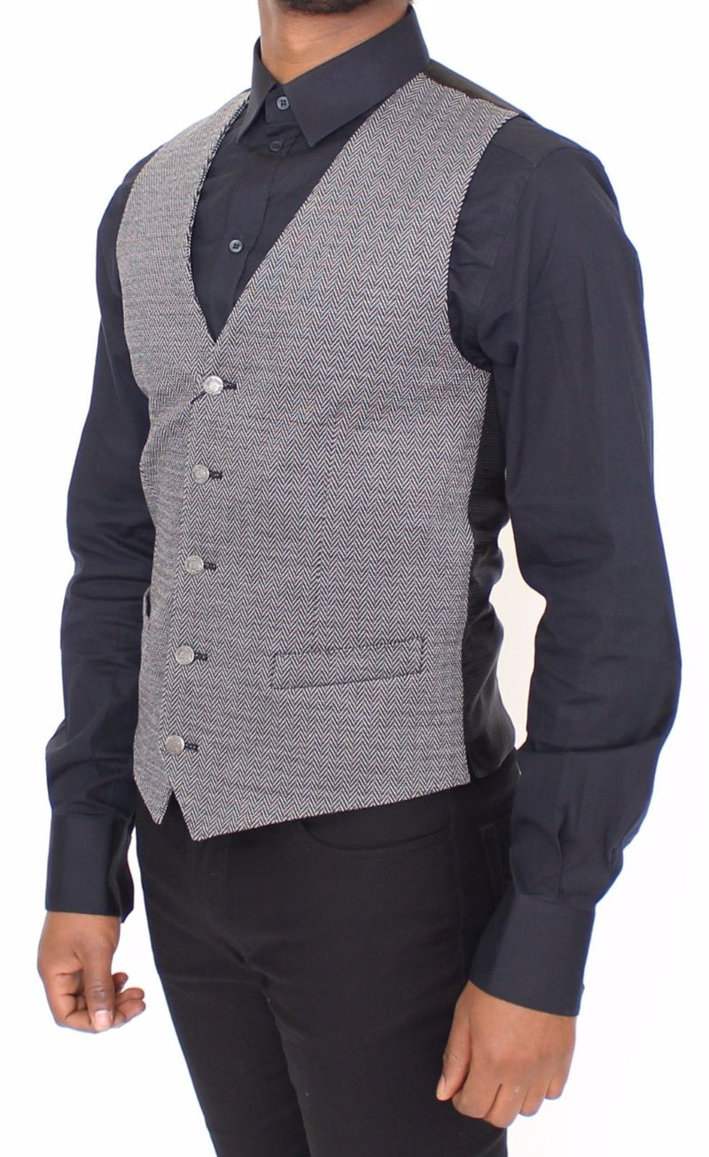 Gray Cotton Stretch Dress Vest Blazer