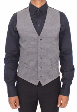 Gray Cotton Stretch Dress Vest Blazer