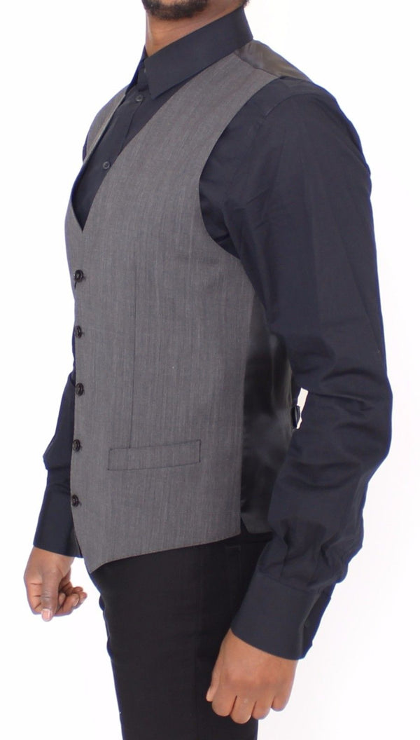 Gray Wool Stretch Dress Vest Jacket Blazer