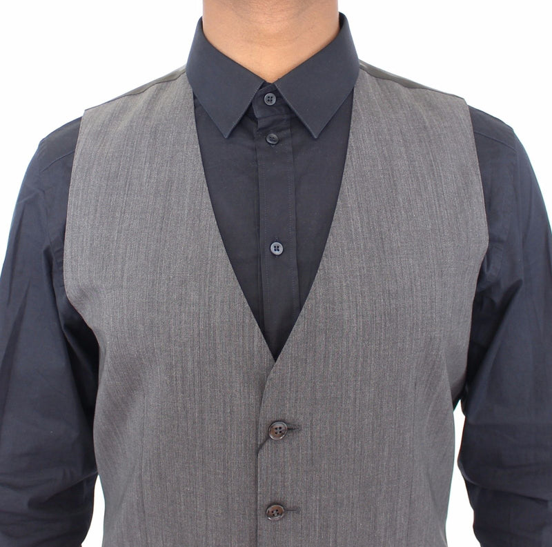 Gray Wool Stretch Dress Vest Jacket Blazer