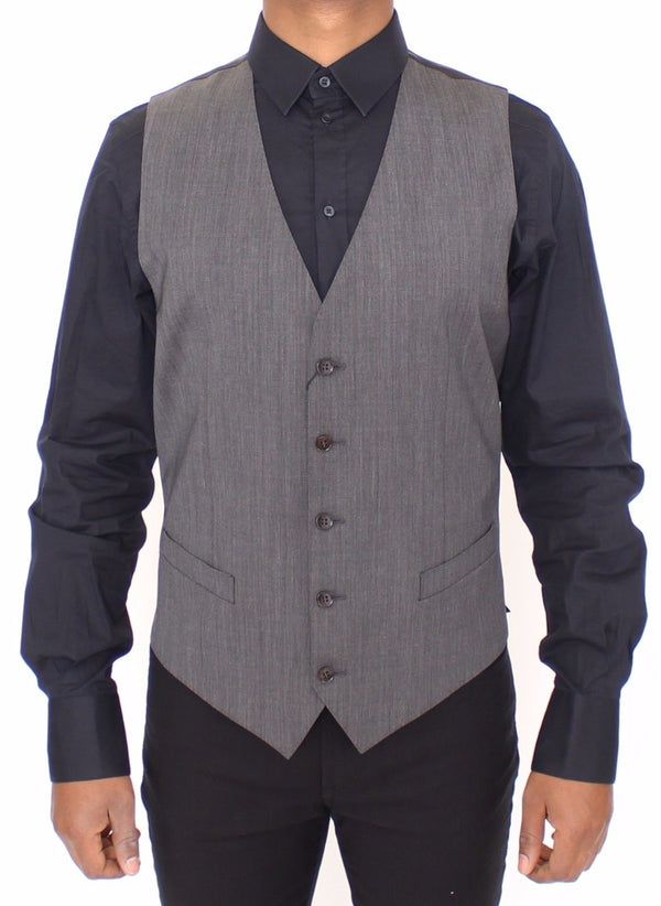 Gray Wool Stretch Dress Vest Jacket Blazer