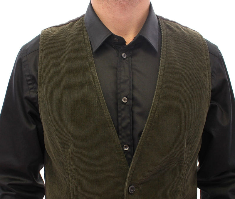 Green Corduroys Single Breasted Vest