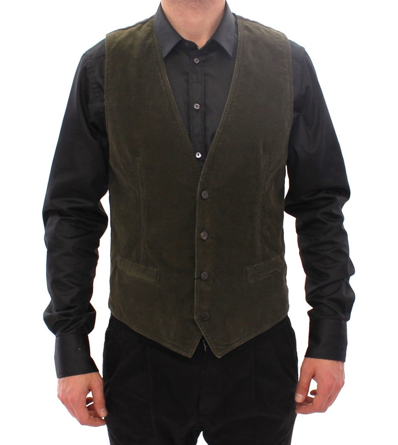 Green Corduroys Single Breasted Vest