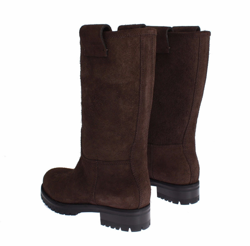 Brown Boots Leather Mid Calf