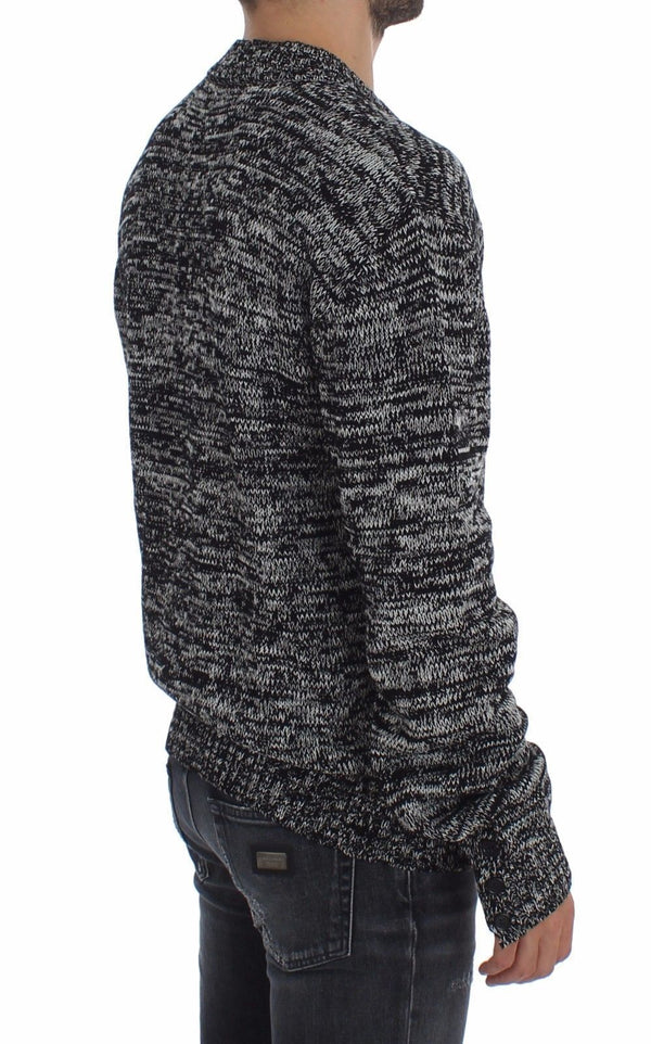 Sweater Black Cotton Silk Knitted Cardigan