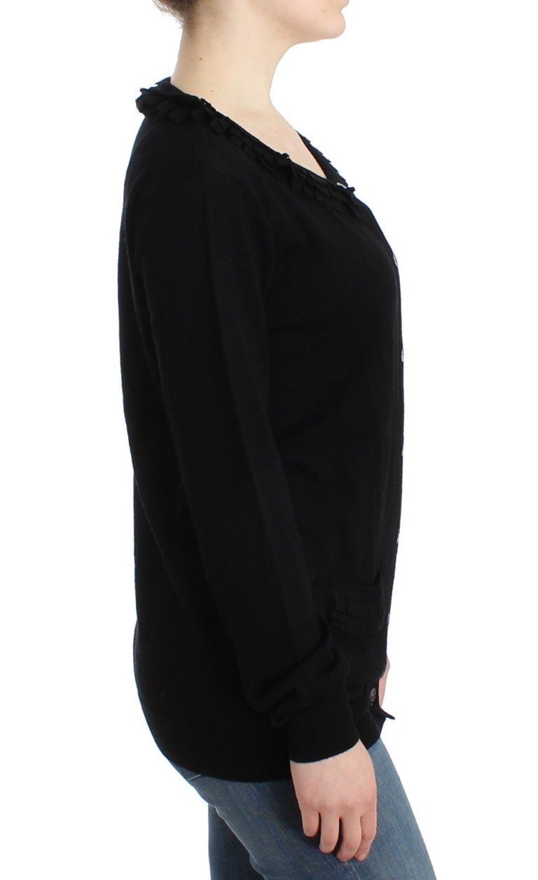 Black wool cardigan