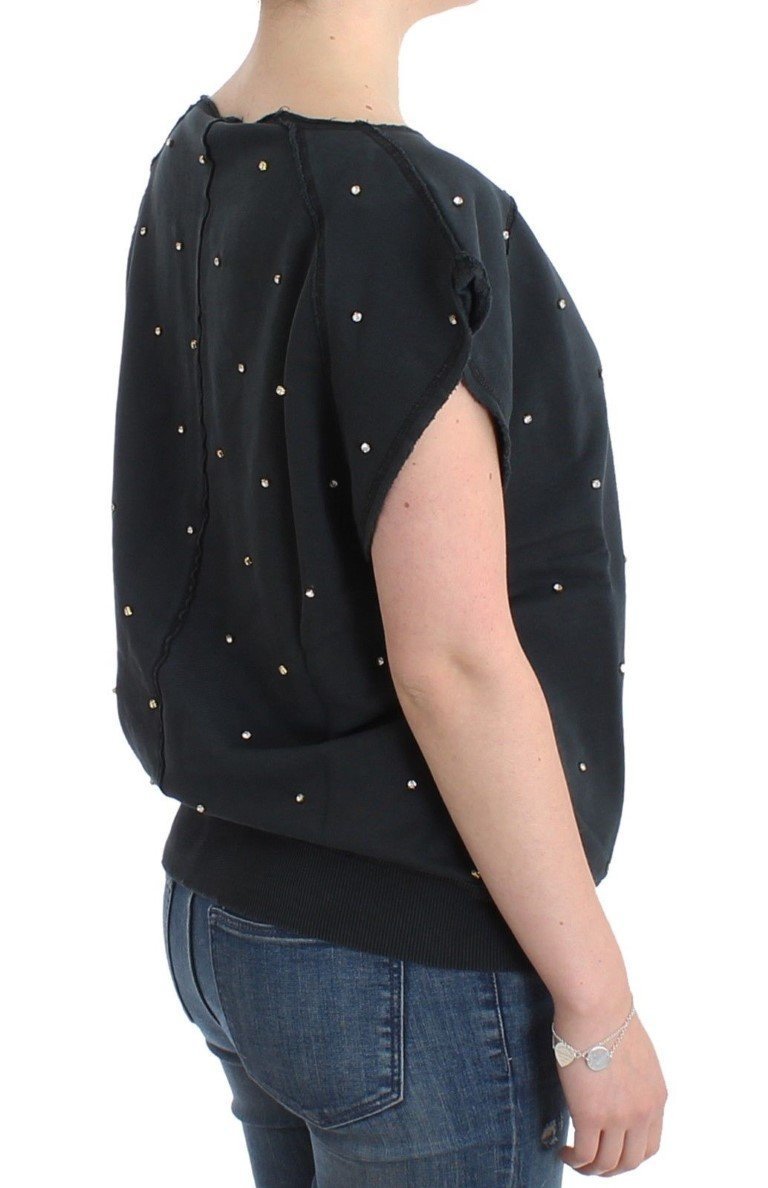 Black embellished cotton sweatshirt
