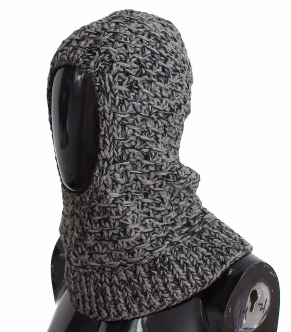 Men's Gray Wool Cashmere Crochet Hood