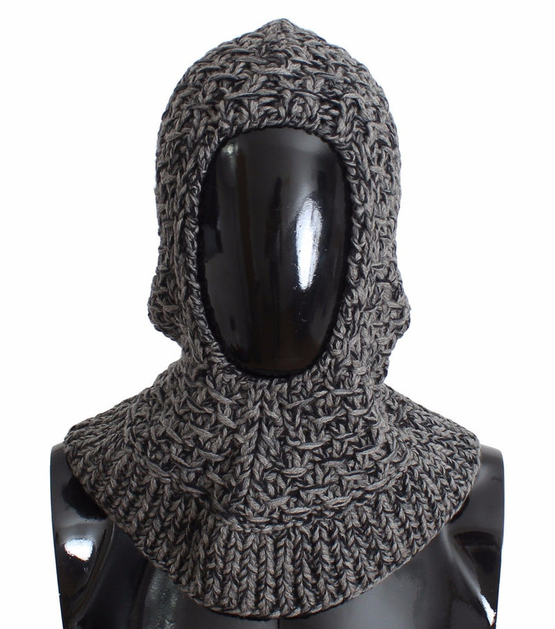 Men's Gray Wool Cashmere Crochet Hood