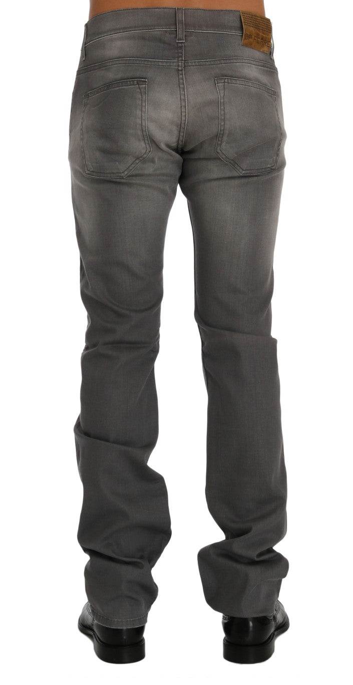 Gray Wash Cotton Stretch Straight Fit Jeans