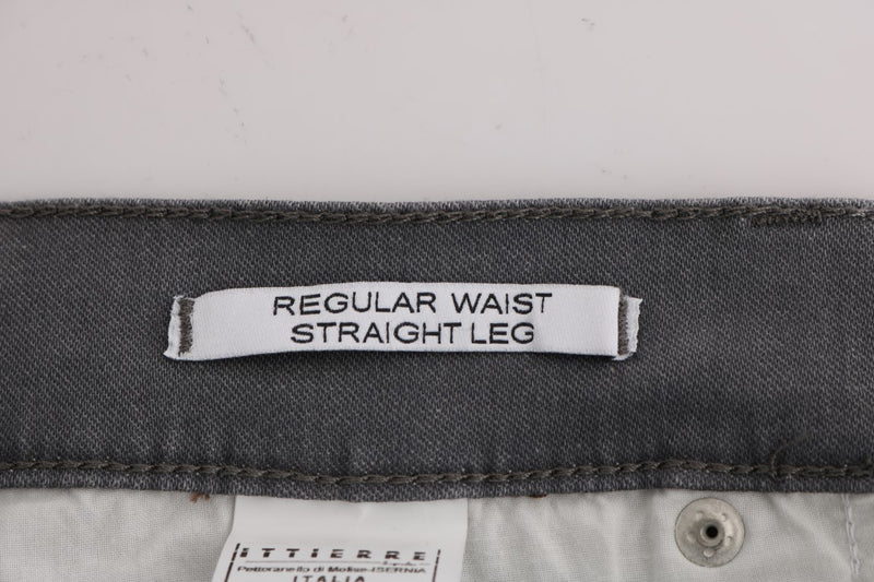 Gray Wash Cotton Stretch Straight Fit Jeans