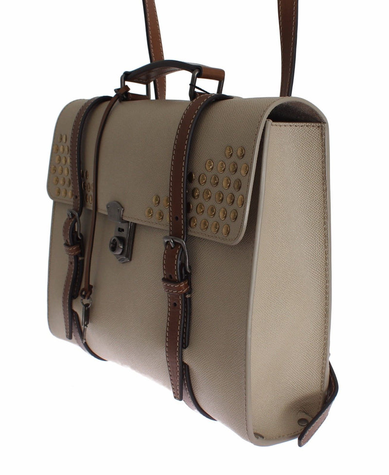 Bag Beige Studded Leather Backpack