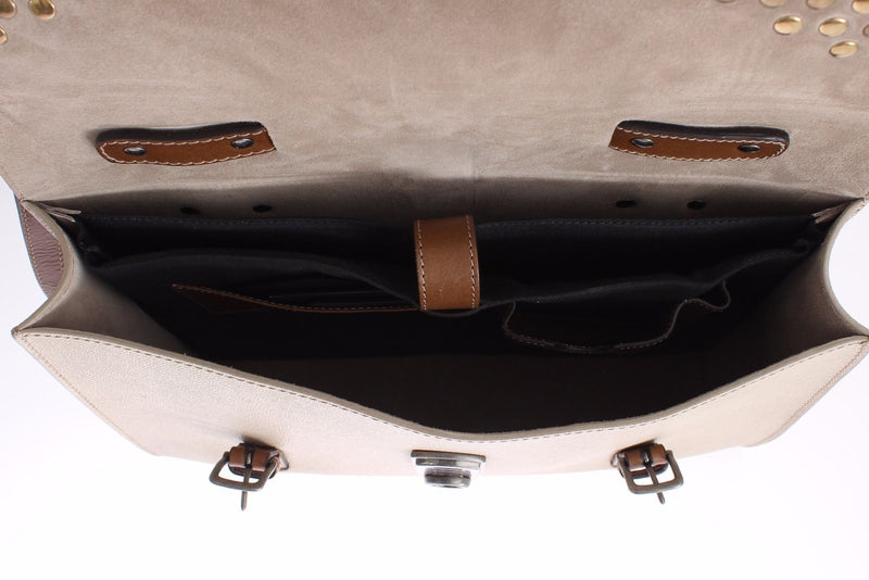 Bag Beige Studded Leather Backpack